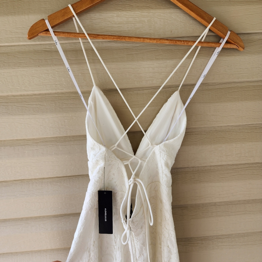 Lulus All About Tonight white lace up jumpsuit size XS - Picture 10 of 12